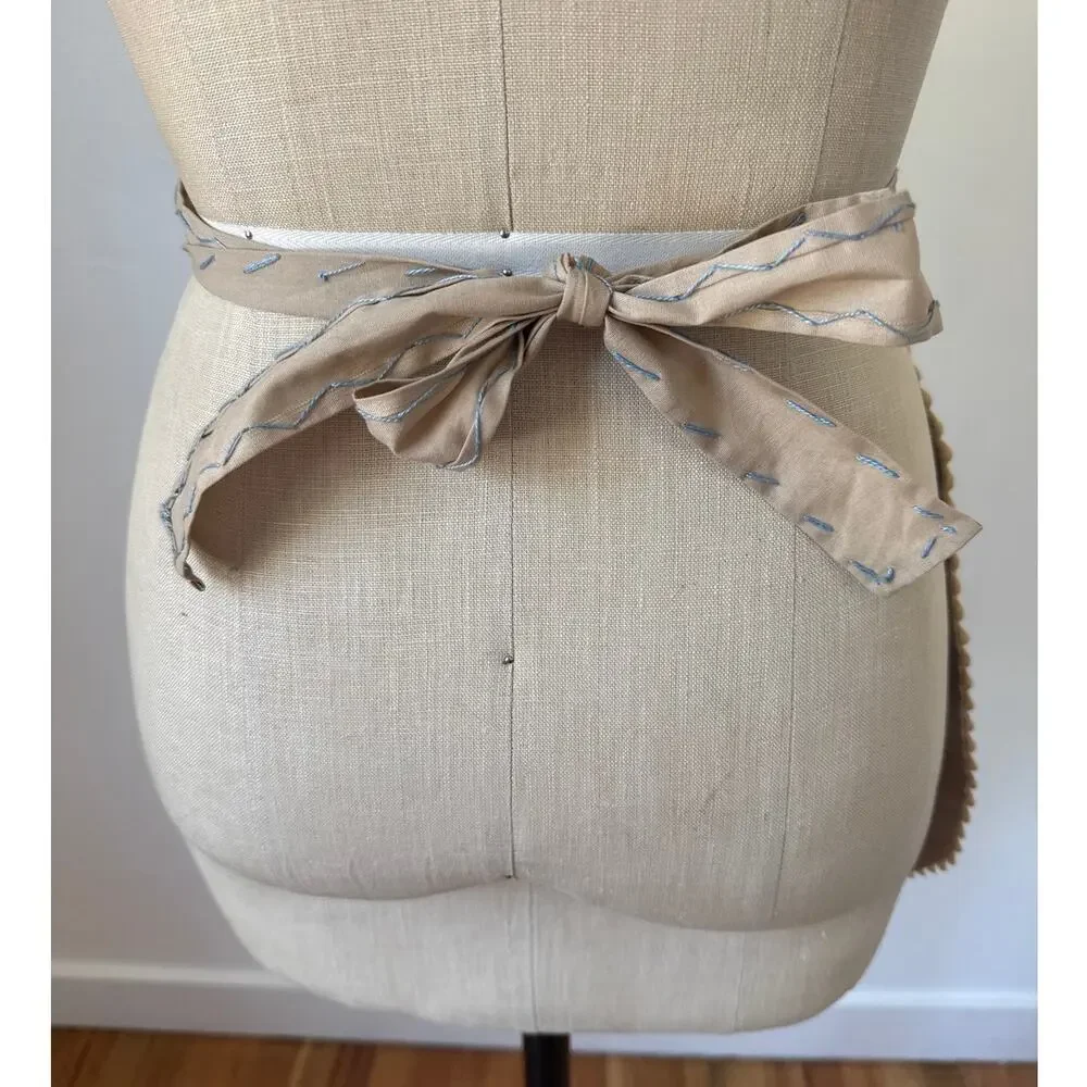 Vintage Embroidered Hostess Apron in Tan Western Fun Boho